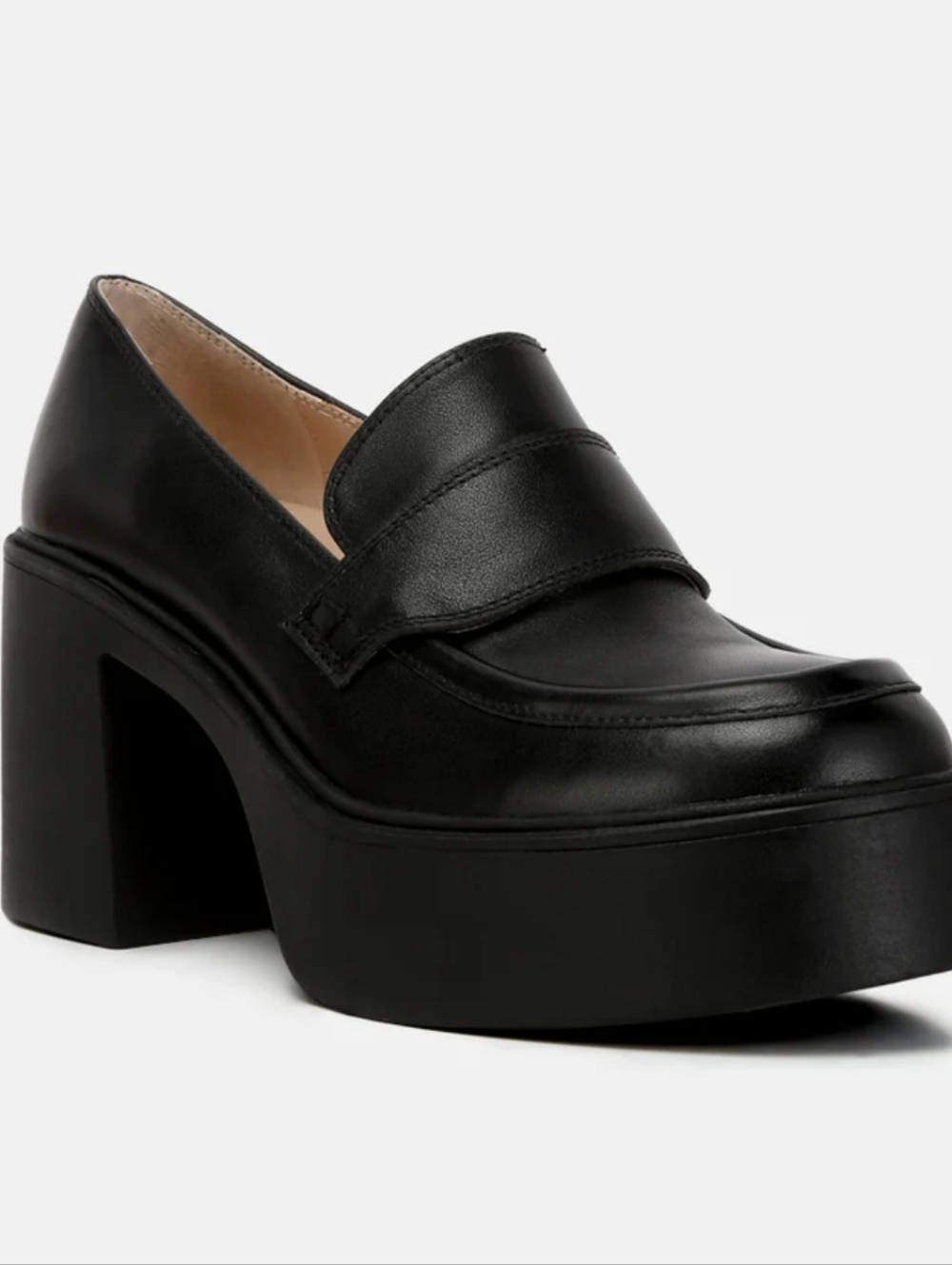 Rag & Co Women's Elspeth Heeled Platform Leather Loafers. Size 8